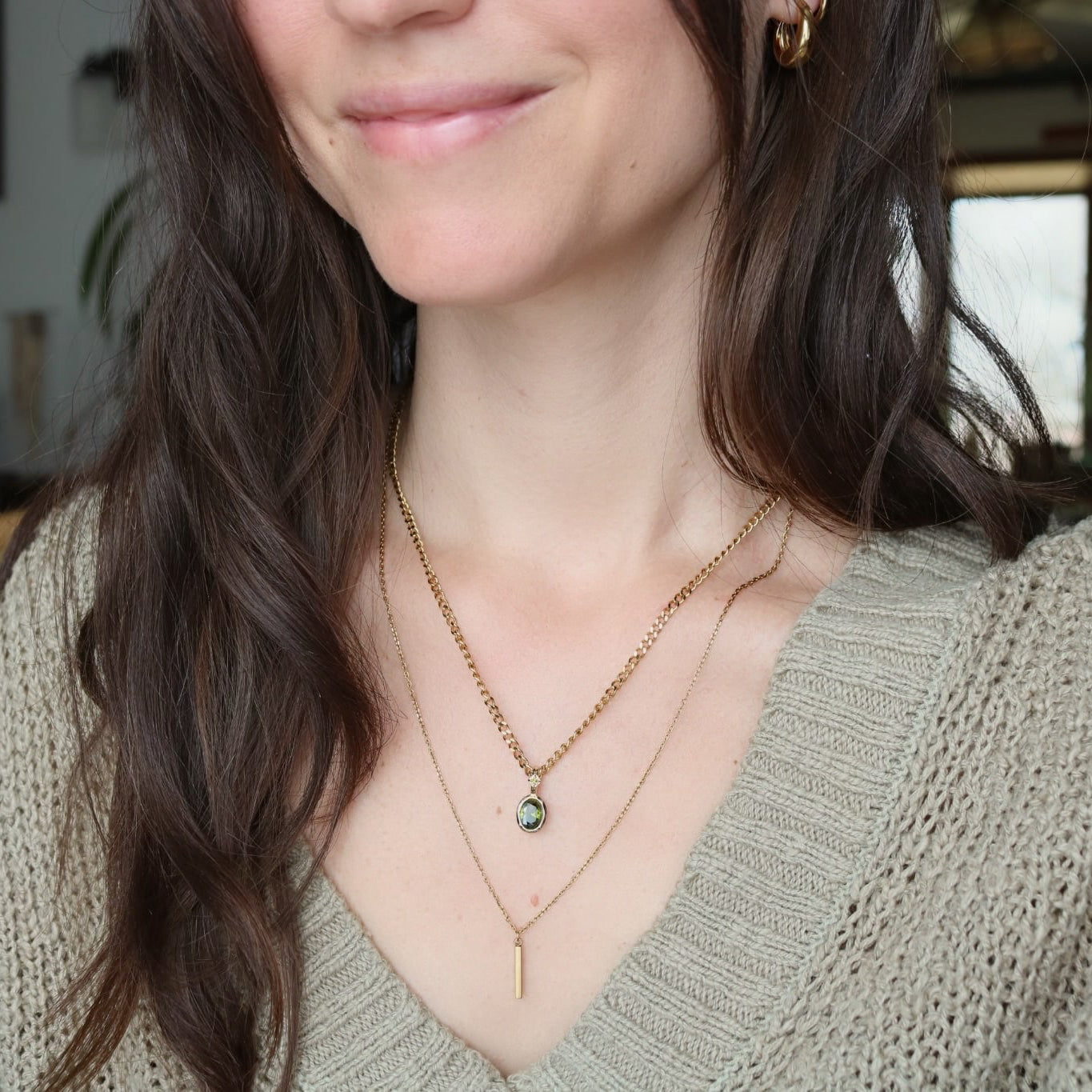 Custom Birthstone Layered Necklace – 2-in-1 Gold Necklace | Lazee Jewelry