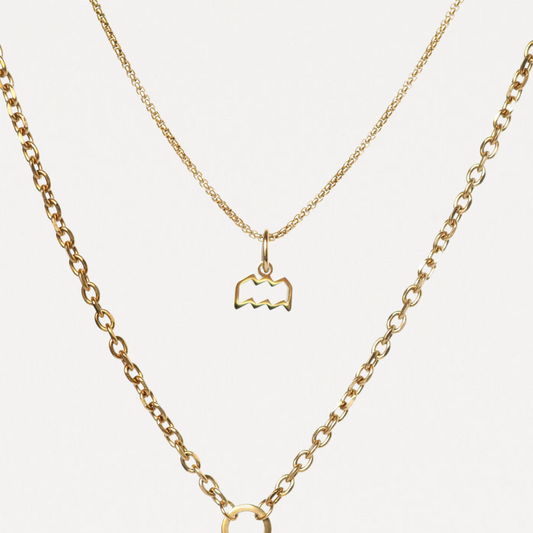 Aquarius Zodiac Layered Necklace – 3-in-1 Gold Necklace | Lazee Jewelry