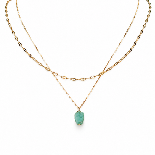 Custom Birthstone Layered Necklace – 2-in-1 Gold Necklace | Lazee Jewelry