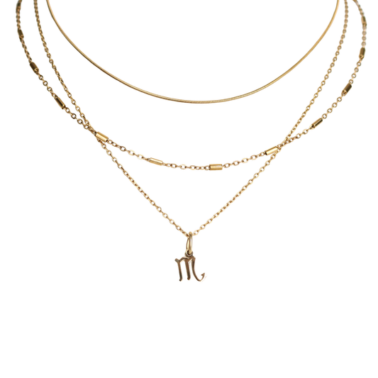 Custom Zodiac Layered Necklace – 3-in-1 Gold Necklace | Lazee Jewelry