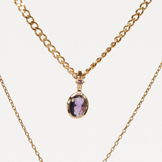 February Birthstone Layered Necklace – 3-in-1 Gold Necklace | Lazee Jewelry