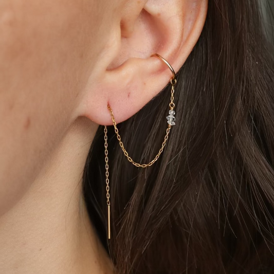 Herkimer Diamond Ear Cuff with Threader