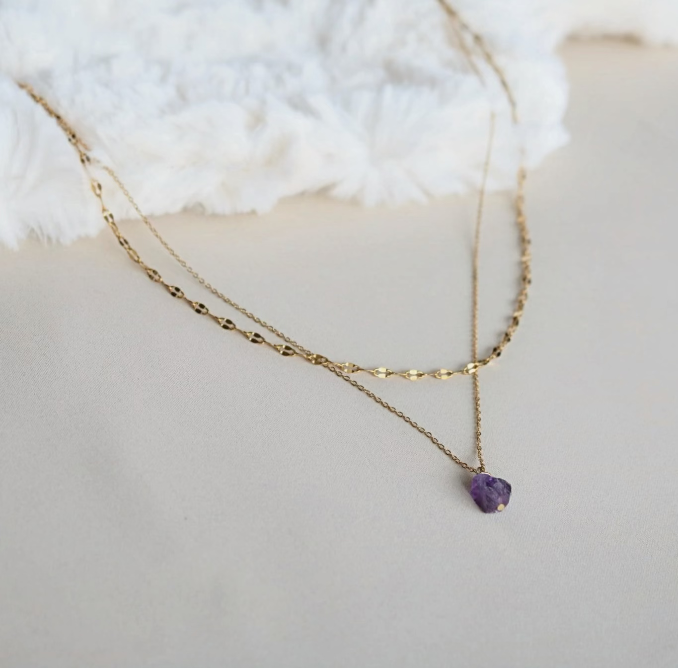 Custom Birthstone Layered Necklace – 2-in-1 Gold Necklace | Lazee Jewelry