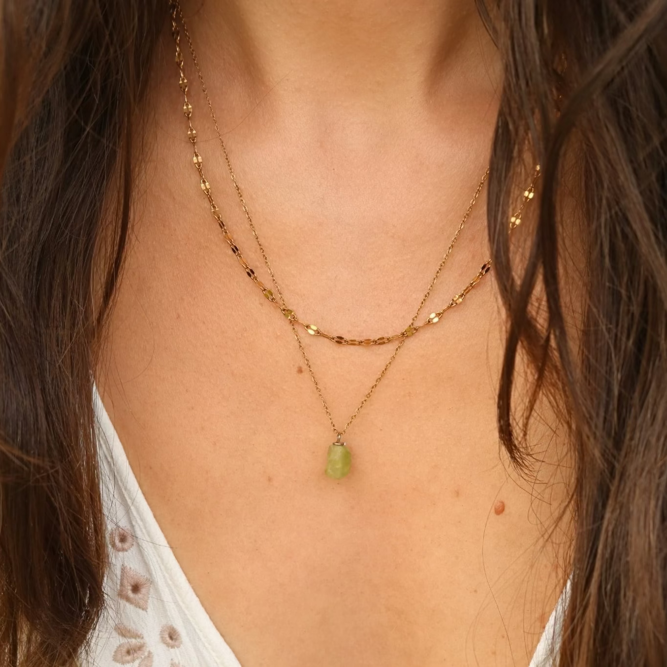 Custom Birthstone Layered Necklace – 2-in-1 Gold Necklace | Lazee Jewelry