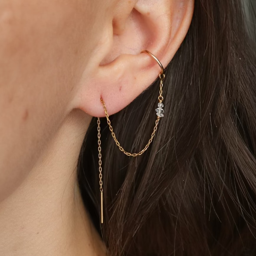 Herkimer Diamond Ear Cuff with Threader