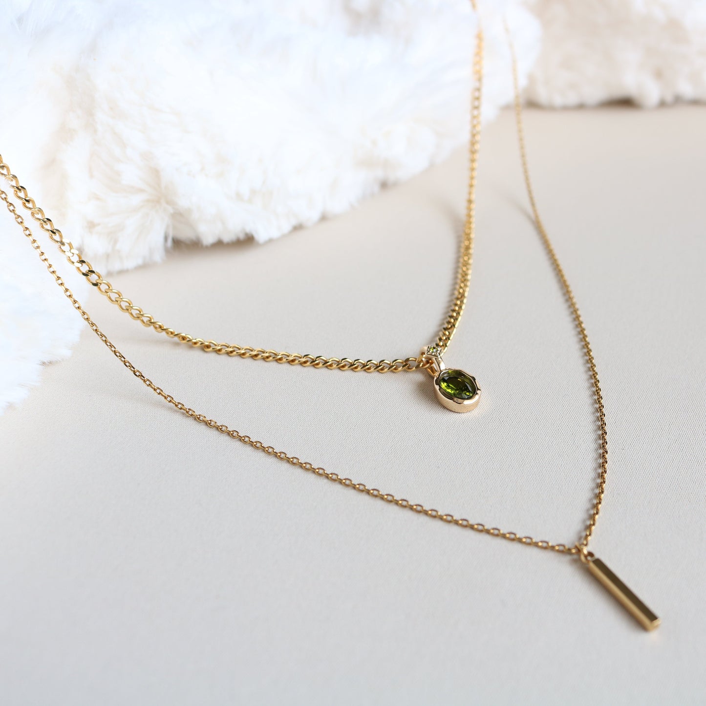 Custom Birthstone Layered Necklace – 2-in-1 Gold Necklace | Lazee Jewelry