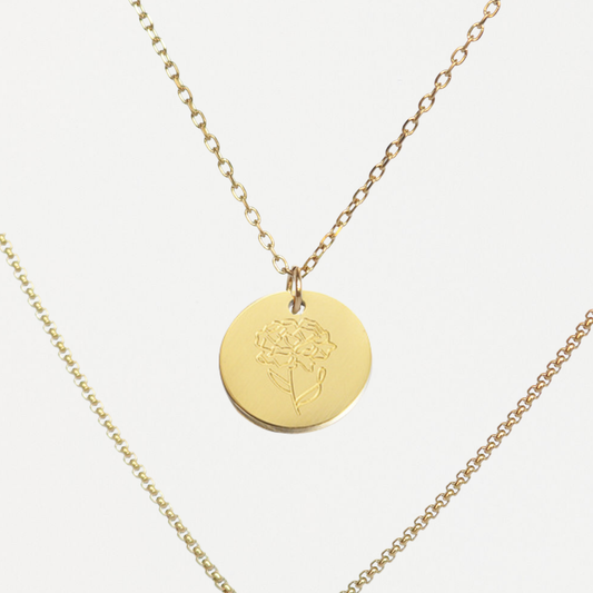 January Birth Flower Layered Necklace – 3-in-1 Gold Necklace | Lazee Jewelry