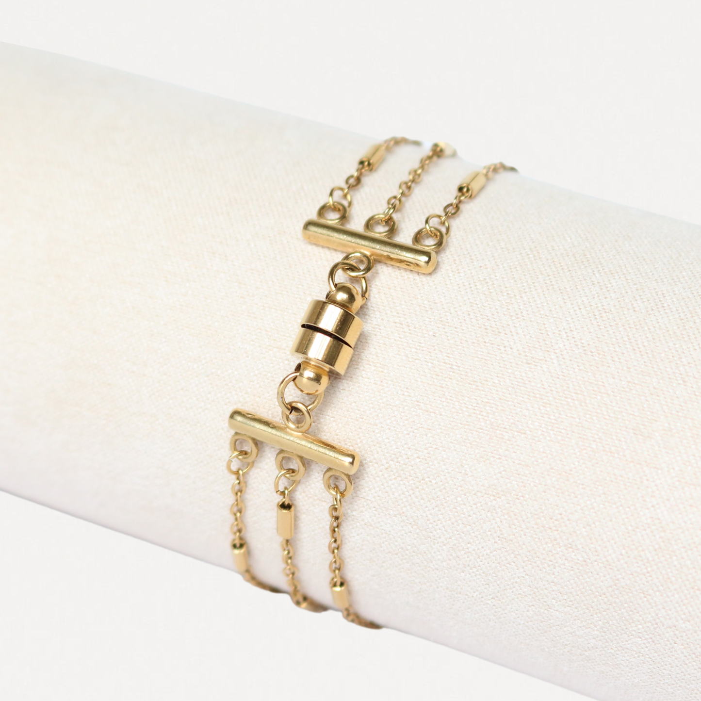 Sparkly Layered Gold Bracelet – 3-in-1 Dainty Chain Bracelet with Multi-Clasp | Lazee Jewelry
