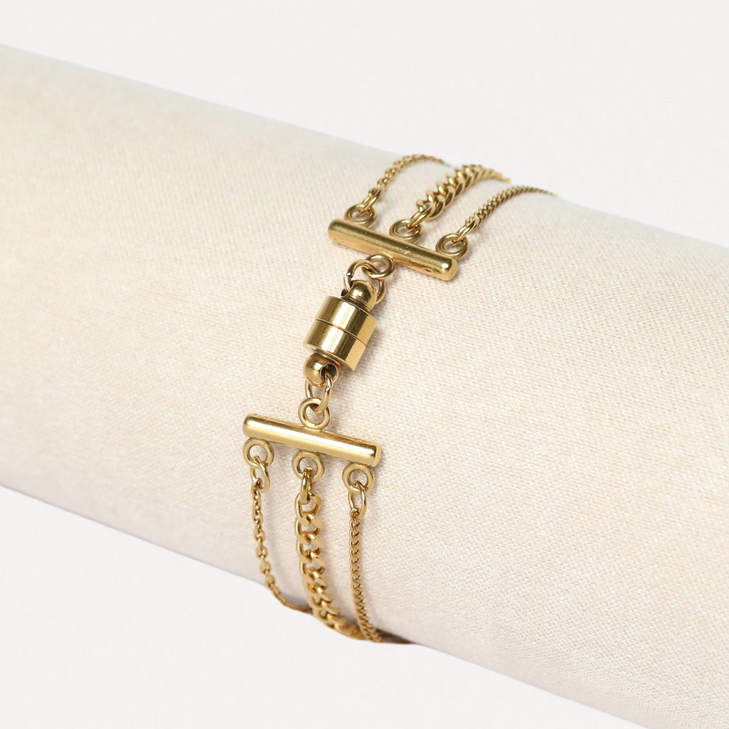Everyday Layered Gold Bracelet – 3-in-1 Dainty Chain Bracelet with Multi-Clasp | Lazee Jewelry