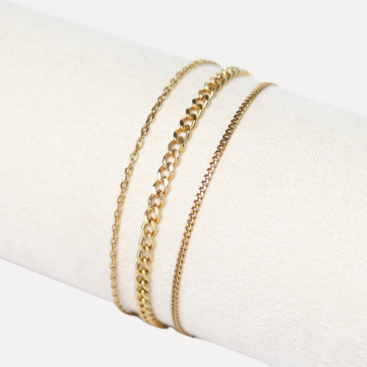 Everyday Layered Gold Bracelet – 3-in-1 Dainty Chain Bracelet with Multi-Clasp | Lazee Jewelry