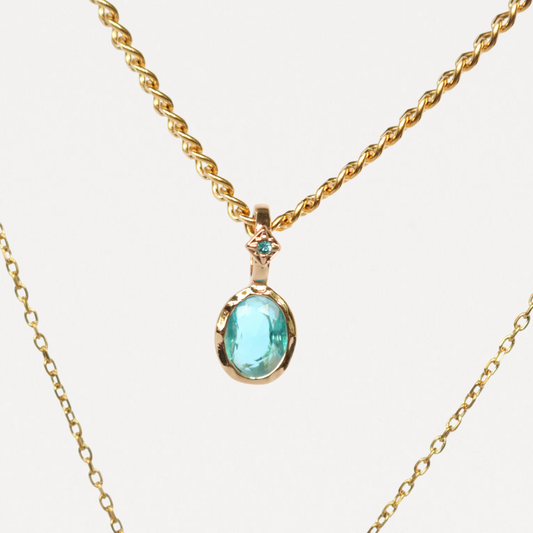 March Birthstone Layered Necklace – 3-in-1 Gold Necklace | Lazee Jewelry
