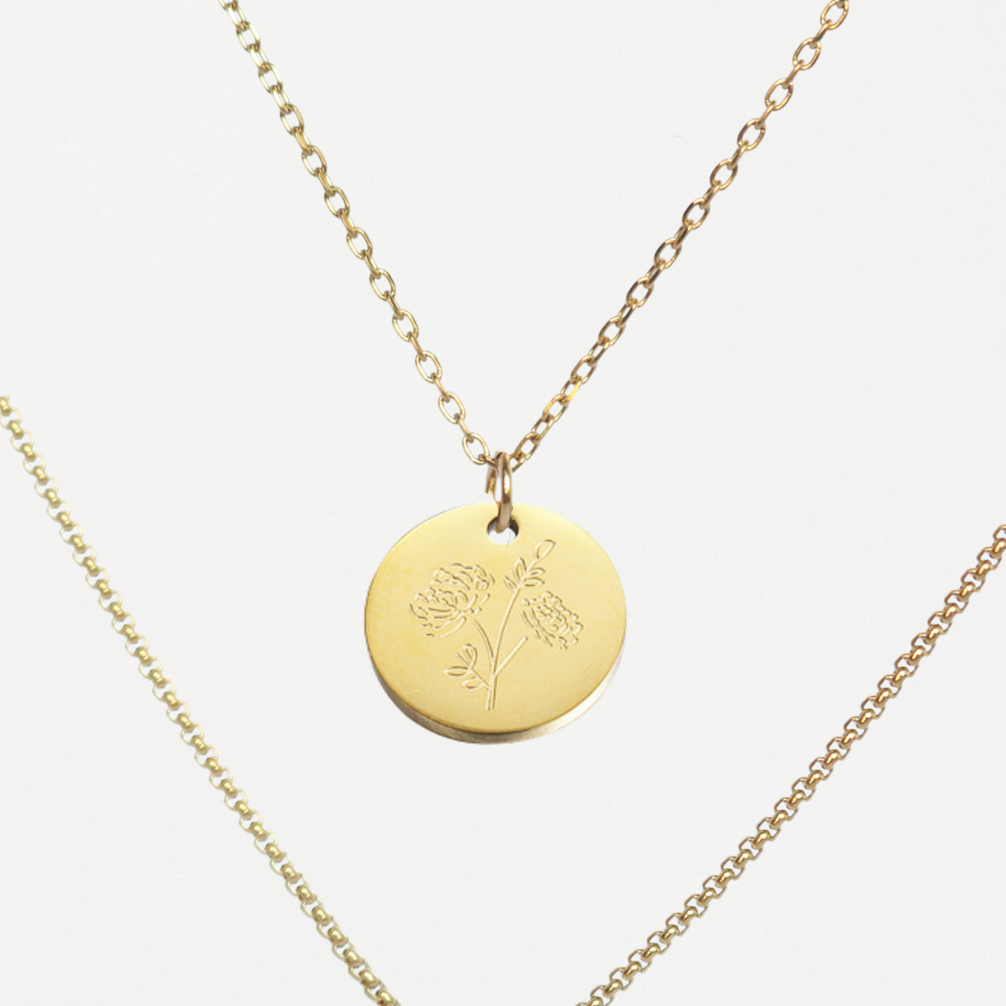 Custom Birth Flower Layered Necklace – 3-in-1 Gold Necklace | Lazee Jewelry