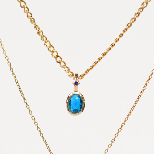 September Birthstone Layered Necklace – 3-in-1 Gold Necklace | Lazee Jewelry