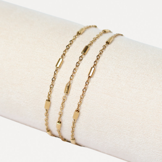 Sparkly Layered Gold Bracelet – 3-in-1 Dainty Chain Bracelet with Multi-Clasp | Lazee Jewelry